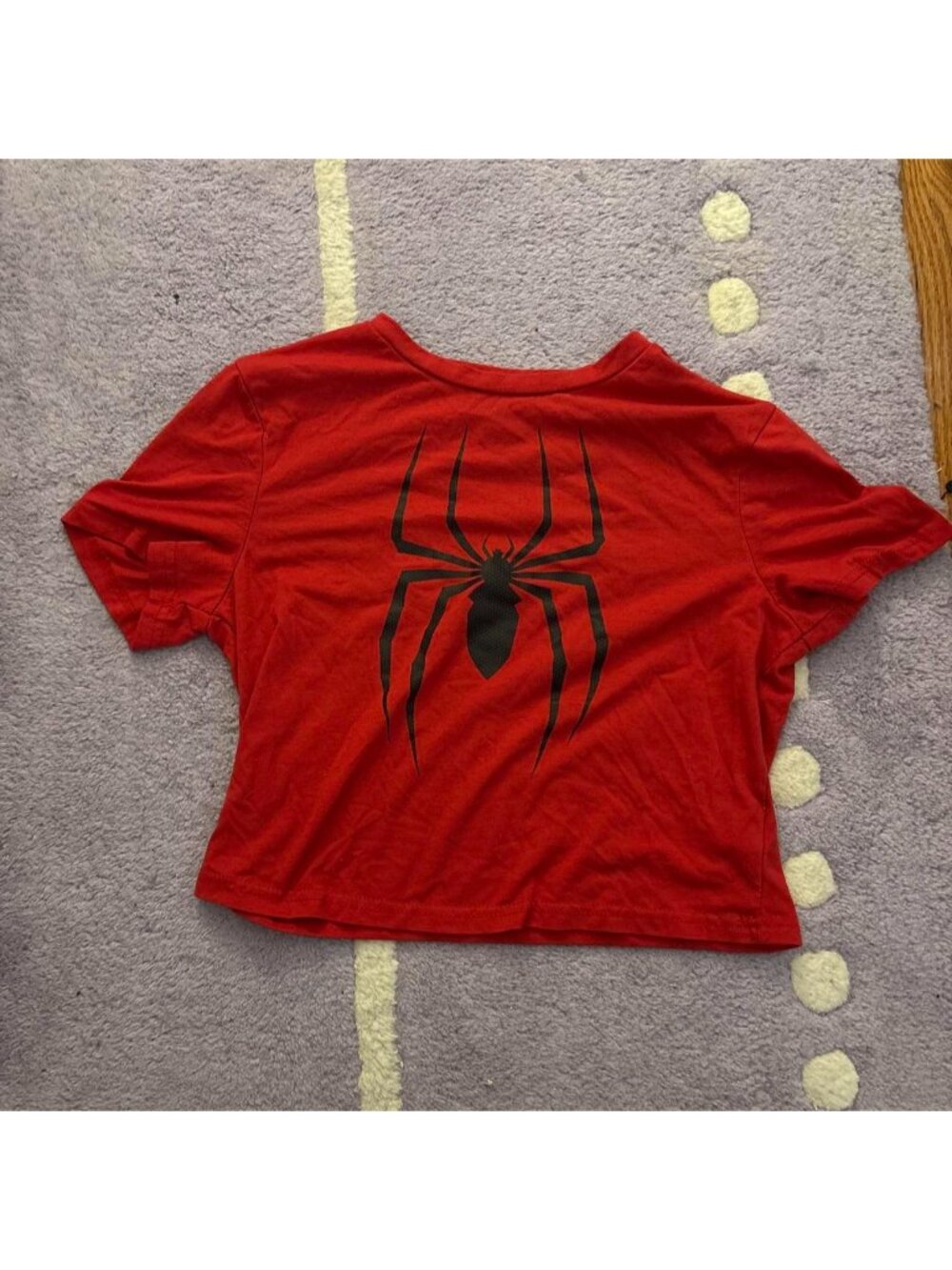 Red Spider-Man crop top with black spider graphic, size M #spiderman #superhero